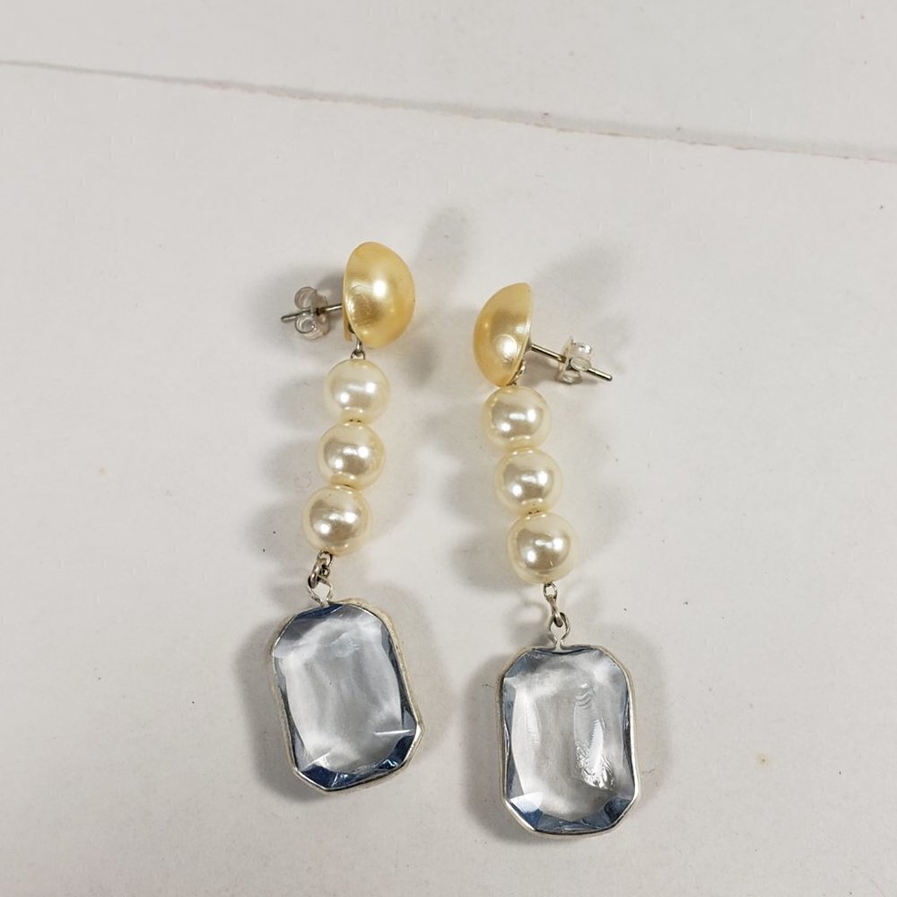 Off-White Beads Rectangular Shape Clear Stone Pos… - image 2